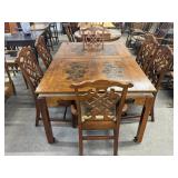 Dining Room Table Floral Inlay 6 Chairs