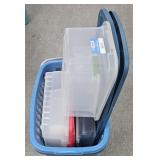 2 Large Totes with Lids, Laundry Basket, Small