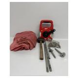 Milwaukee 100FT Tape Measure, Mallet, Shop Rags