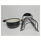 Black Metal Pan Organizer Rack & Pan No Lid