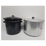 Black Enamelware Pot With Strainer & Lid