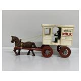 Cast Iron Horse Drawn Fresh Milk Wagon
