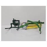 ERTL John Deere Hay Rake & Engine Hoist Die-cast