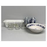 Floral Juice Glasses, Corning Ware Baking Dish