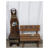 Small Wooden Bench, Wooden Step with Handle