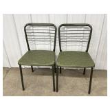 2 Padded Green Folding Chairs