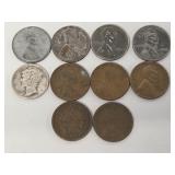 1941 Mercury Dime, 1943 Steel Pennies(4), Wheat