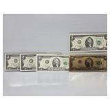 $2 Bills(4), $2Golden Novelty Bill