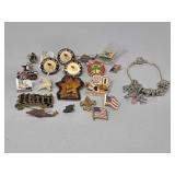 American Pins, Silver Tone Bracelet with Charms,