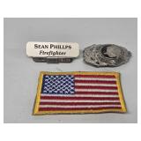 Firefighter Badges(2), American Flag Patch