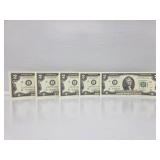 5 $2 Bills in Sequence