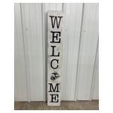 Rustic Wooden Welcome Sign W/Marine Corps Eagle