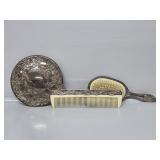 Silver Plated Vanity Set:Mirror, Brush, Comb
