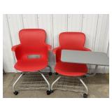 Red Sensory Chairs (2)- 1 w/ desk 1- w/o