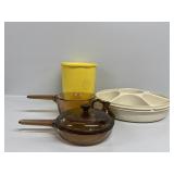 Vegetable Tray, Tupperware Dish, Vision Glass Bowl