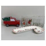 Christmas Cups, Glasses, Tray & Tin