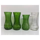 10In Glass Vases (4) Green & Clear