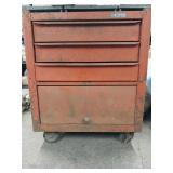 Red Metal Tool Chest On Wheels