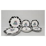 Cow Pails Dishware (4) Plates, Mini Plates(4),