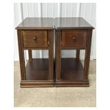Wooden End Tables with Small Drawers(2)