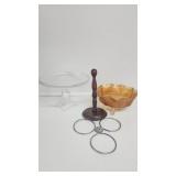 Marigold Carnival Glass 3 Footed Bowl