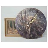 Whitetails Unlimited Clock, Framed Deer Lithograph