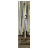 Rakes (2), Pitch Fork and Shovel