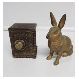 Cast Iron Coin Bank & Miniature Safe
