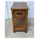 Wooden End Table with Small Drawer