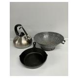 Lodge Cast Iron Pan,Tea Kettle& Colander
