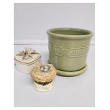 Longaberger Planter, Trinket Boxes (2)