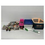 Plastic Baskets Various Sizes, Batteries Various