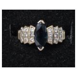 14K Gold Marquise Sapphire & Diamond Ring