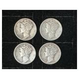 (4) Mercury Dimes