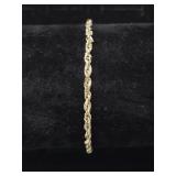 14Kt Gold Diamond Cut Rope Chain Bracelet