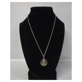 90% Silver 1943 Religious Carved Coin Pendant,