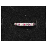 .925 Sterling Silver Red Spinel and Moissanite