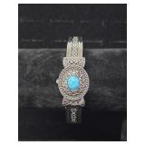Silver Tone Turquoise Womens Watch
