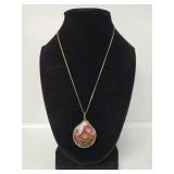 Cloisonne Pendant Necklace Red Enamel Butterfly