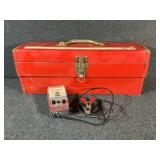 Red Metal Tool Box W/Contents