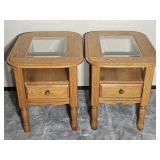 Leick Wooden End Tables with Glass Top(2)
