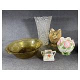 Federal Glass "Madrid" pattern bowl, small vases