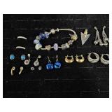 Charm Bracelet, Assorted Earrings