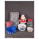 Metal Pan, Santa Cookie Jar, Christmas Containers