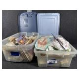 Small Tubs with Crochet Yarn, Crafting Magazines