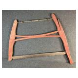 Red Wooden Bow Saw Rustic Tool