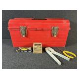 Plastic Tool Box W/Tray & Electrical Components