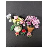 Floral Pitcher with Faux Flowers, Terracotta Pot