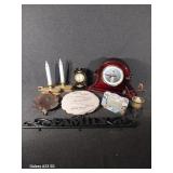 Mantle Clock, Plastic Candles, Plastic Family