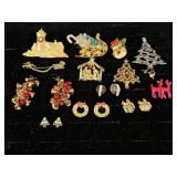 Christmas Pins and Earrings